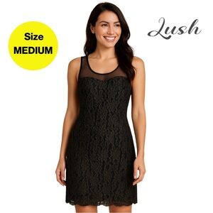 3/for $15 🍒 LUSH - Black/Gold Mini w/ Deep Open Back (Medium) Like New